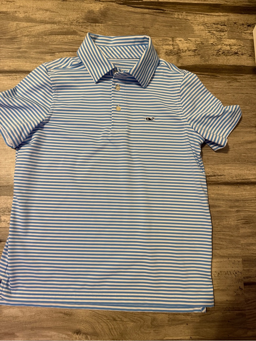 Vineyard Vines Light Blue & White Striped Boys' Polo